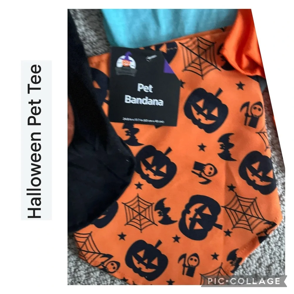 NWT Halloween Dog Shirts Bandana 4 Piece Bundle Size M